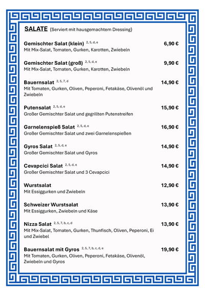Speisekarte - Salate